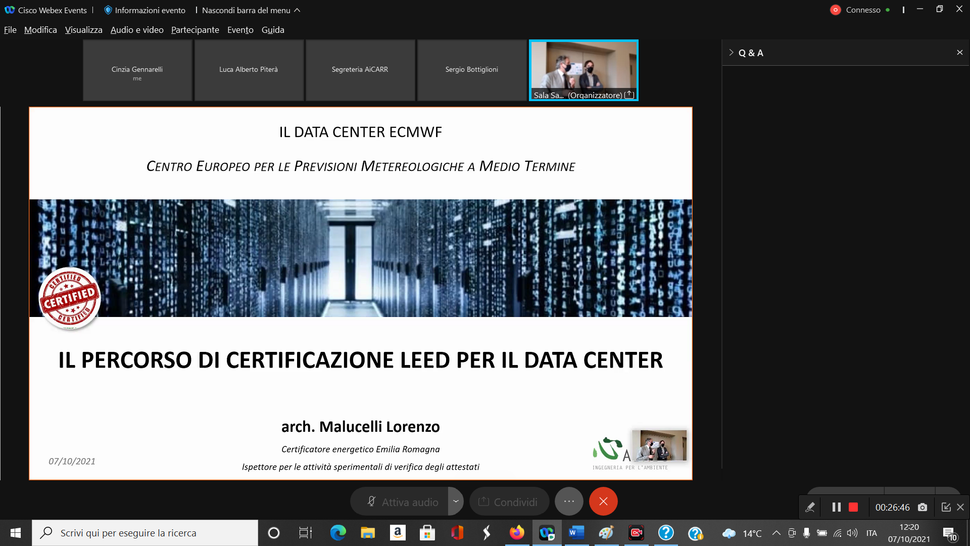 Appena concluso, con grande soddifazione, l’incontro tecnico AICARR sul nuovo Data Center ECMWF