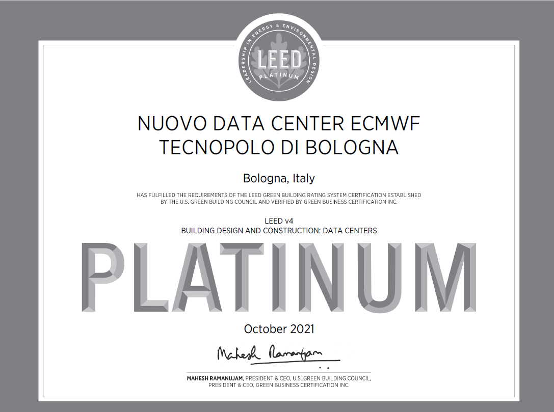 Un risultato straordinario raggiunto da Airis: il Centro Meteo di Bologna ottiene la certificazione LEED Platinum