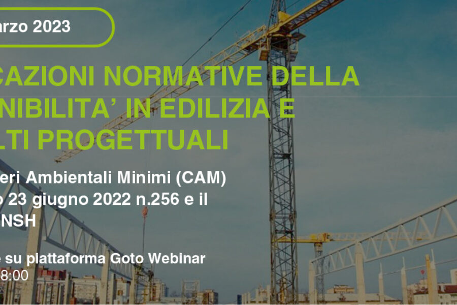 Il 30 marzo 2023 si parlerà di CAM e DNSH