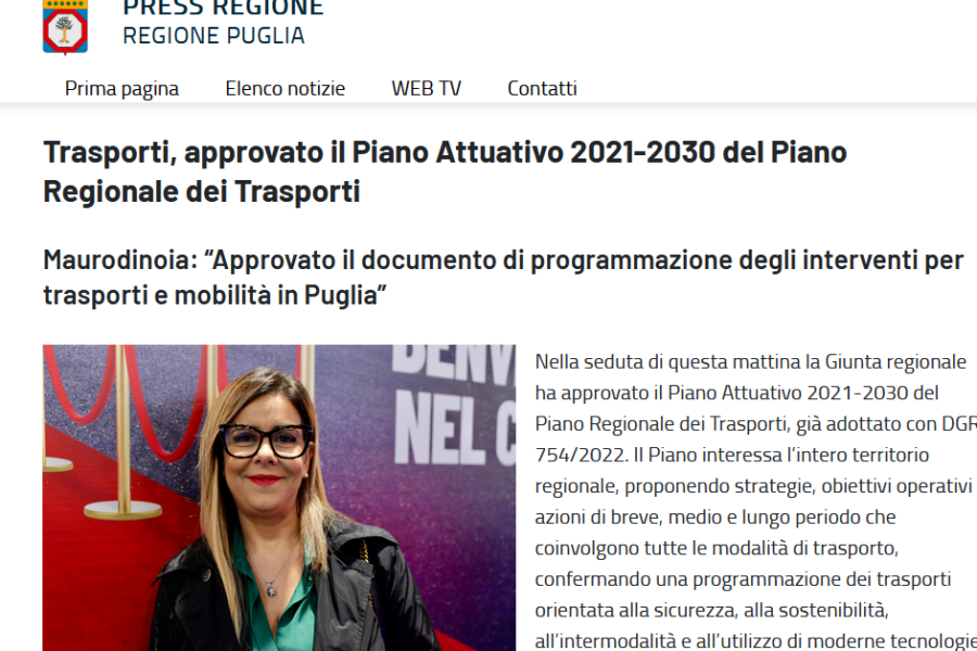 Trasporti, approvato il Piano Attuativo 2021-2030 del Piano Regionale dei Trasporti